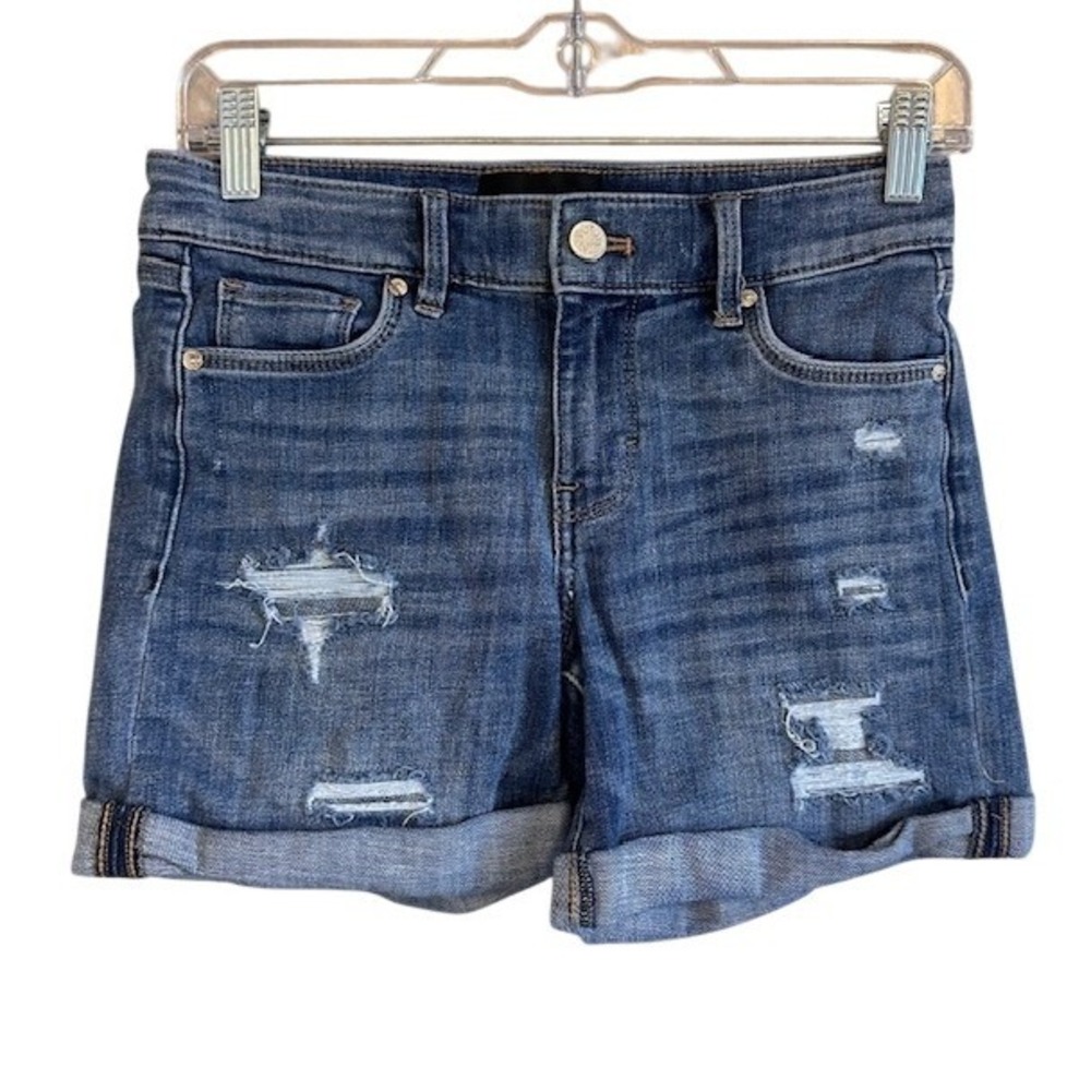 WHBM White House Black Market Women's Denim Jean Shorts Stretch Distressed‎ 0